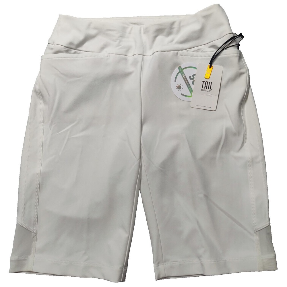 TAIL WHITE LABEL Women Size 2 Chalk Active Seams Mesh Insert 11" Golf Shorts NEW